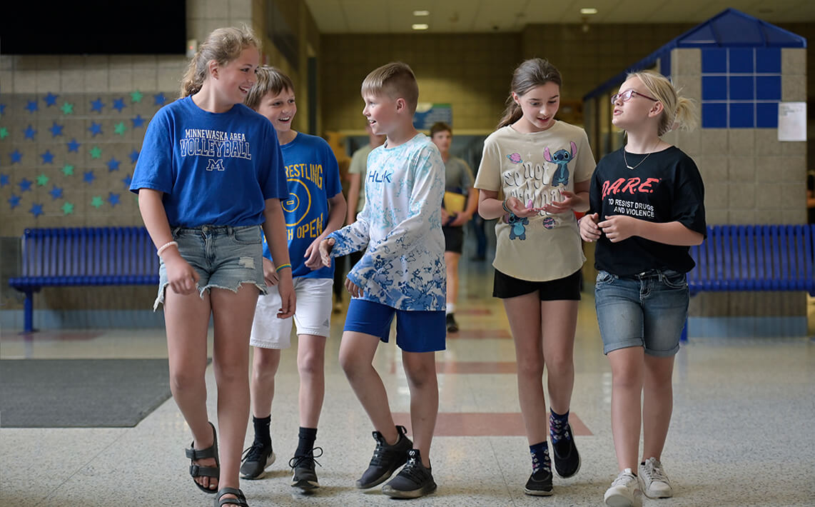 Students walking in the hallway