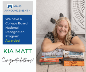 MAS Senior Kia Matt Receives Academic Honors from College Board